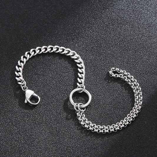 Fashion Silver Color Stainless Steel Circle Chain Bracelets