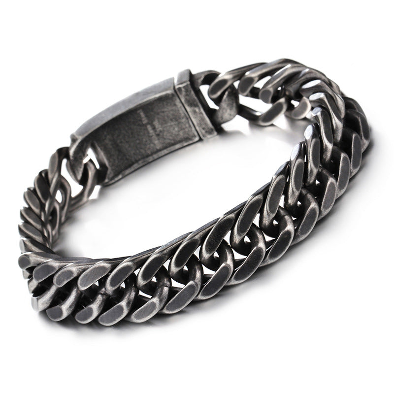 Fashion Cool Men's Link Vintage Black Stainless Steel Curb Chain Bracelets Jewelry