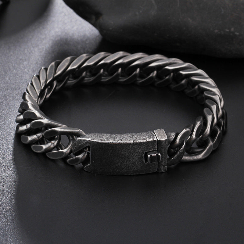 Fashion Cool Men's Link Vintage Black Stainless Steel Curb Chain Bracelets Jewelry