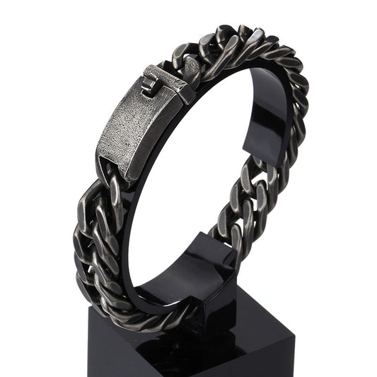 Fashion Cool Men's Link Vintage Black Stainless Steel Curb Chain Bracelets Jewelry