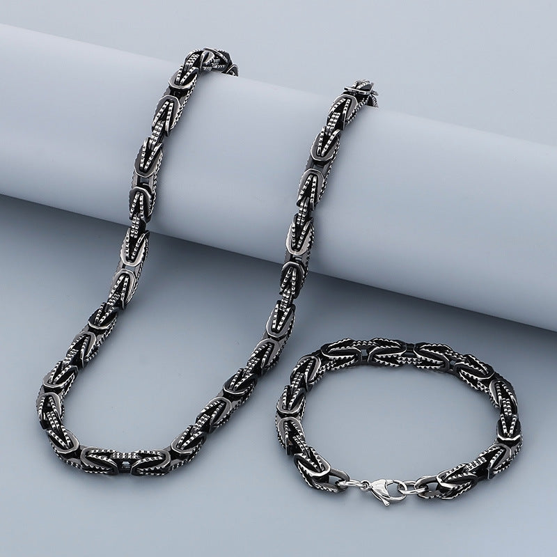 Fashion Cool Men's Stainless Steel Link Chain Necklace Bracelets Jewelry Sets