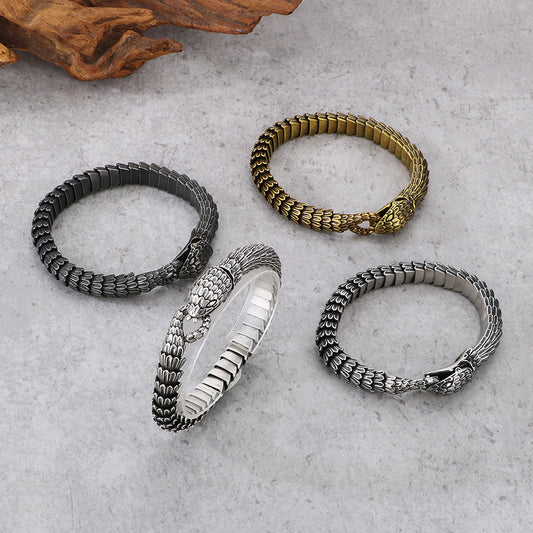 Punk Style Cool Men's Retro Stainless Steel Dragon Bangle Bracelets