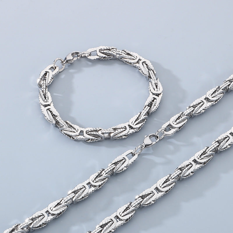 Fashion Cool Men's Stainless Steel Link Chain Necklace Bracelets Jewelry Sets